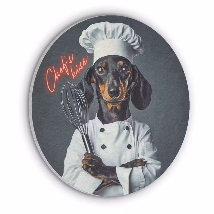 Quote - Neon - Hond - Kokskleding Akoestische PET Vilt - Rond klein -3d