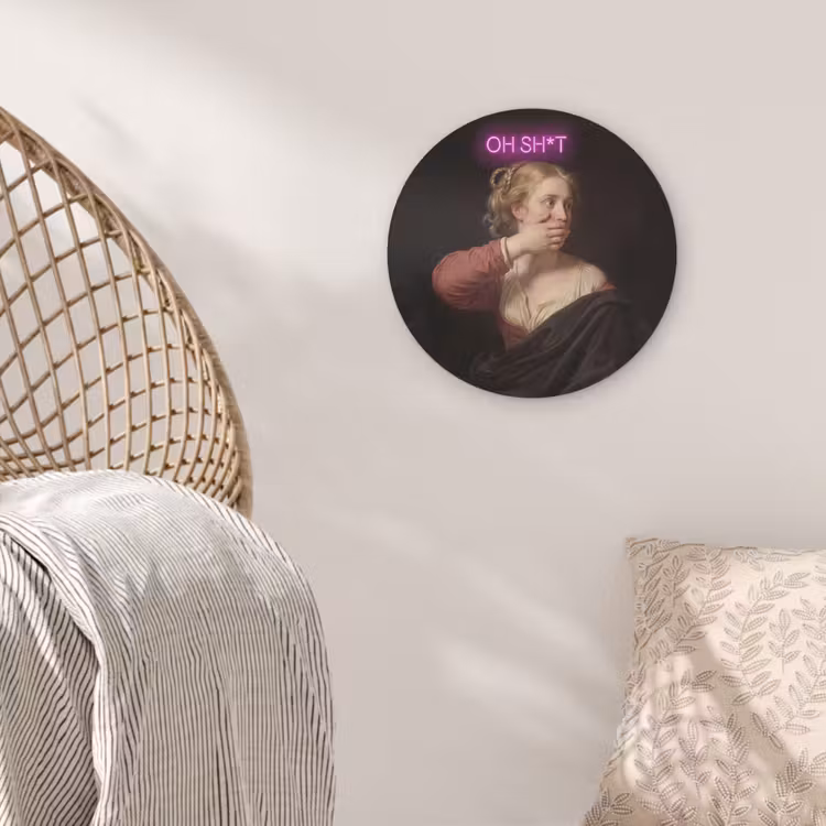 Quote - Neon - vrouw Akoestische PET Vilt - Rond klein -sfeer4