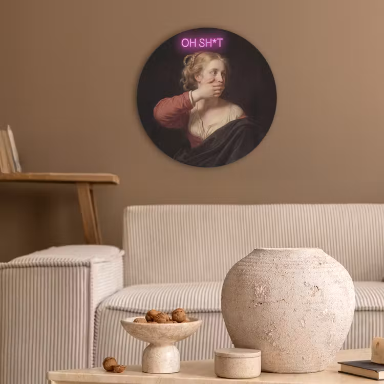 Quote - Neon - vrouw Akoestische PET Vilt - Rond klein -sfeer1