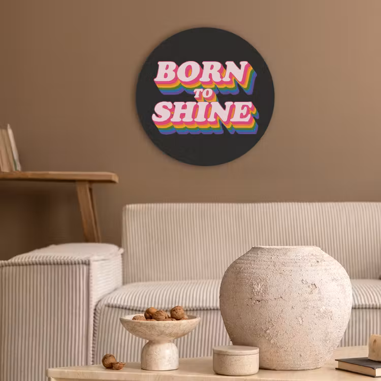 Quote - Regenboog - Roze - Zwart Akoestische PET Vilt - Rond klein -sfeer1