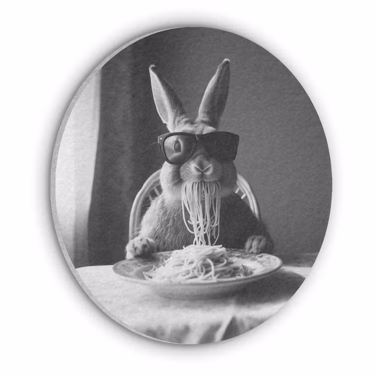 Konijn - Bunny - Zonnebril - Tafelkleed - Pasta - Schattig Akoestische PET Vilt - Rond klein -3d