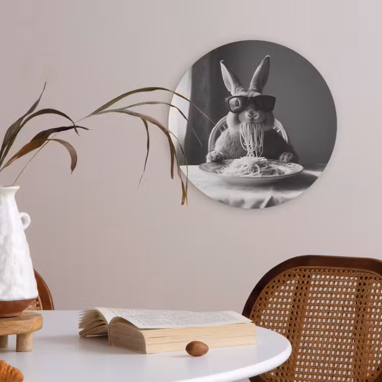 Konijn - Bunny - Zonnebril - Tafelkleed - Pasta - Schattig Akoestische PET Vilt - Rond klein -sfeer3