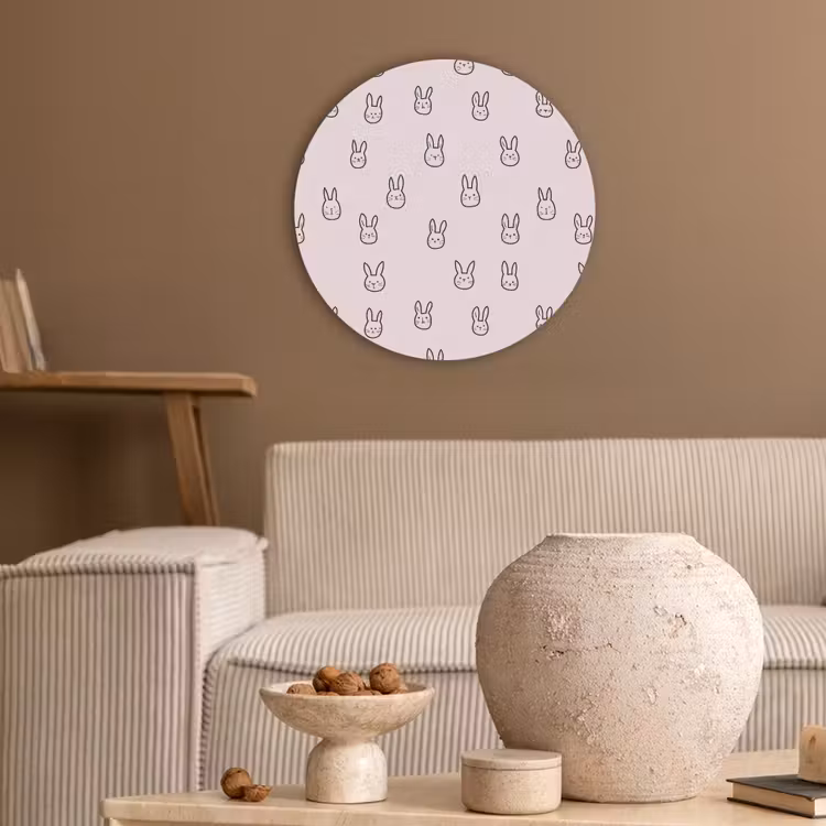 Konijnen - Minimalistisch - Roze Akoestische PET Vilt - Rond klein 838 -sfeer1