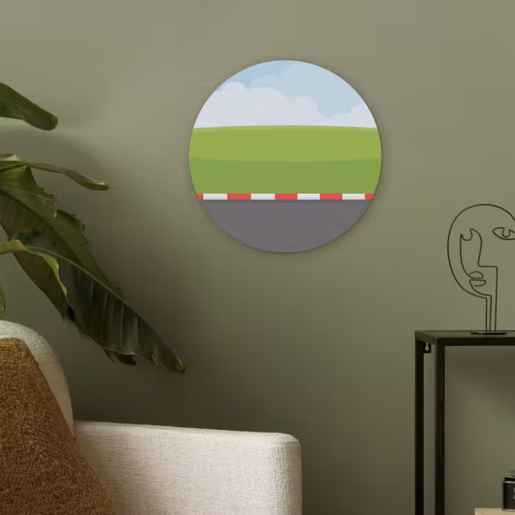 Racebaan - Illustratie - Sport - Kleurrijk Akoestische PET Vilt - Rond klein -sfeer2