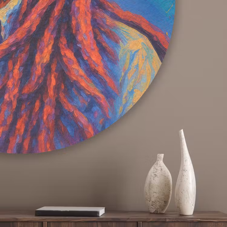 Regenboogkleuren - Man - schilderij Akoestische PET Vilt - Rond klein -sfeer5_closeup