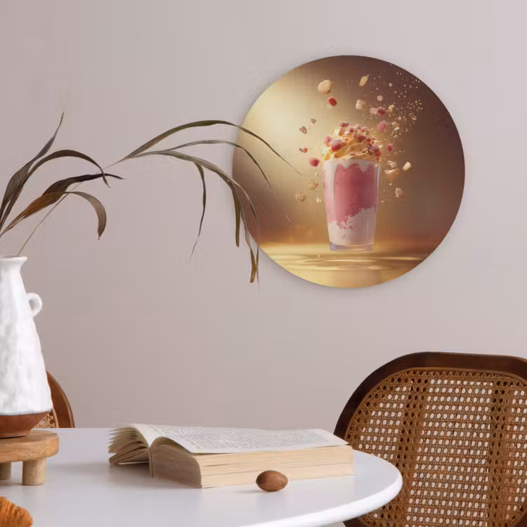 Framboos - Smoothie - Drinken - Roze Akoestische PET Vilt - Rond klein -sfeer3