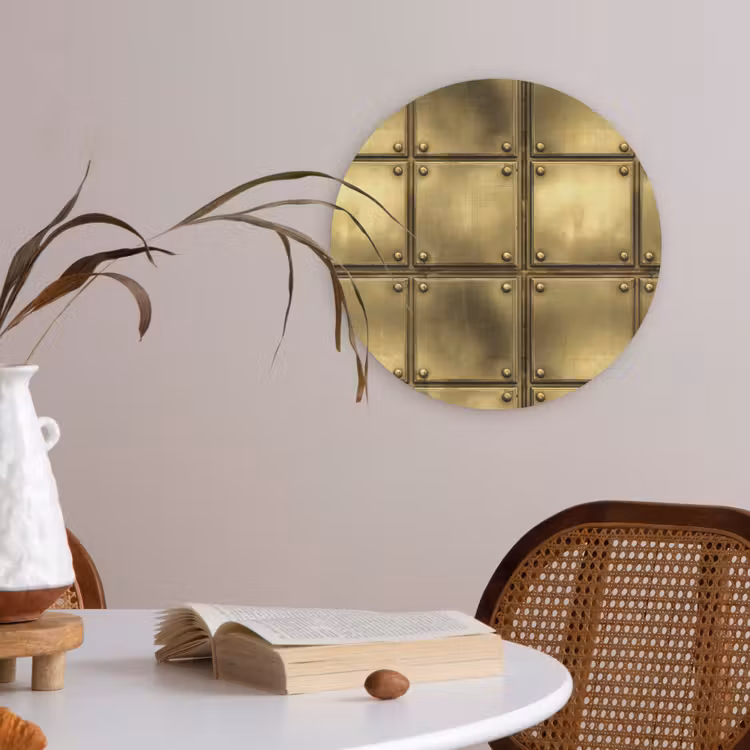 Platen - Industrieel - Stoer - Goud Akoestische PET Vilt - Rond klein 838 -sfeer3