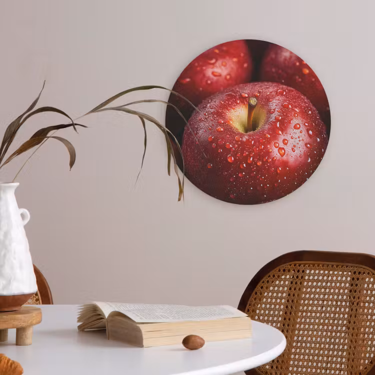 Rood - Appels - Fruit Akoestische PET Vilt - Rond klein -sfeer3