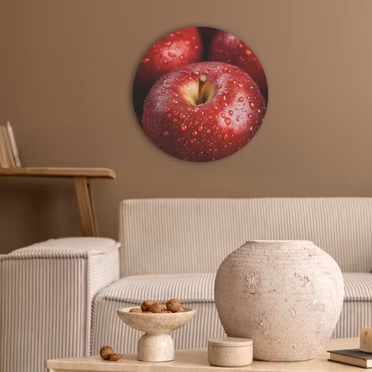 Rood - Appels - Fruit Akoestische PET Vilt - Rond klein -sfeer1