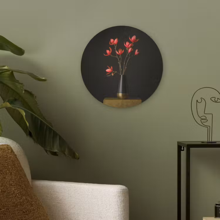 Rode - Bloemen - Vaas Akoestische PET Vilt - Rond klein -sfeer2