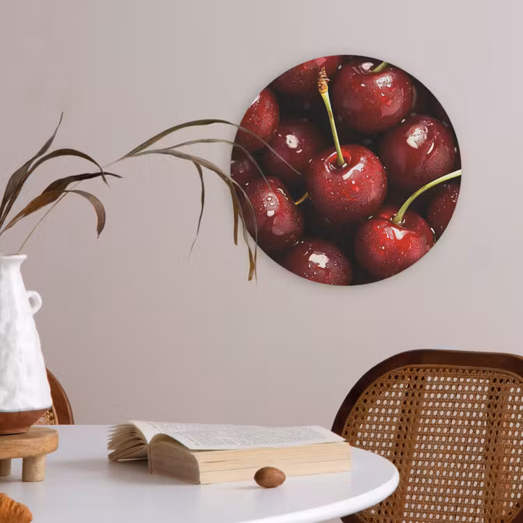 Rood - Fruit - Kersen Akoestische PET Vilt - Rond klein -sfeer3