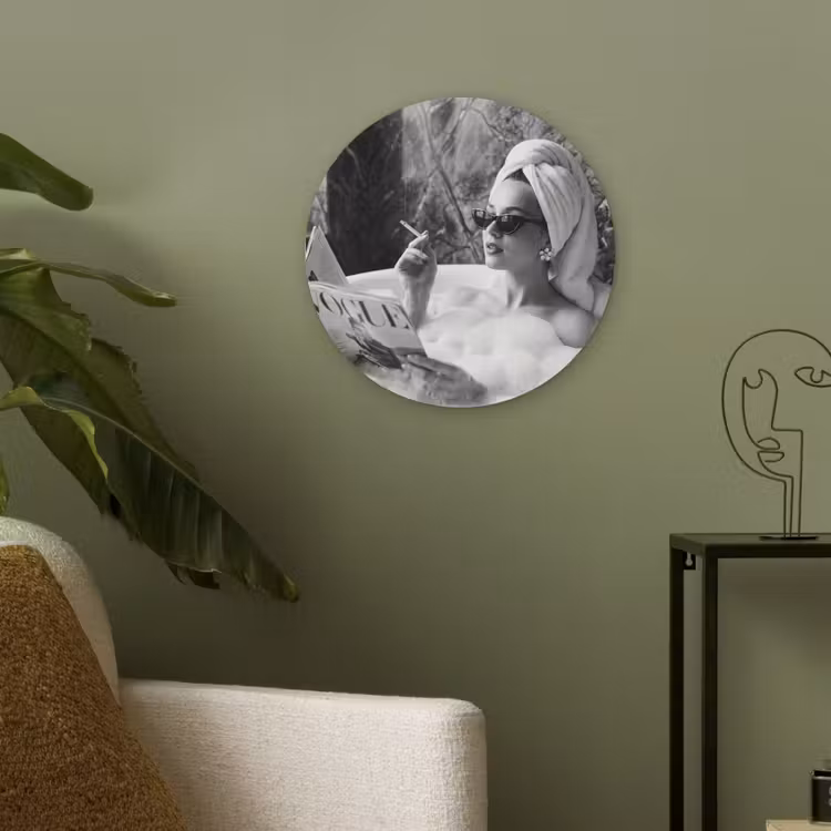 Relaxt - Bad - Zwart - Wit Akoestische PET Vilt - Rond klein -sfeer2