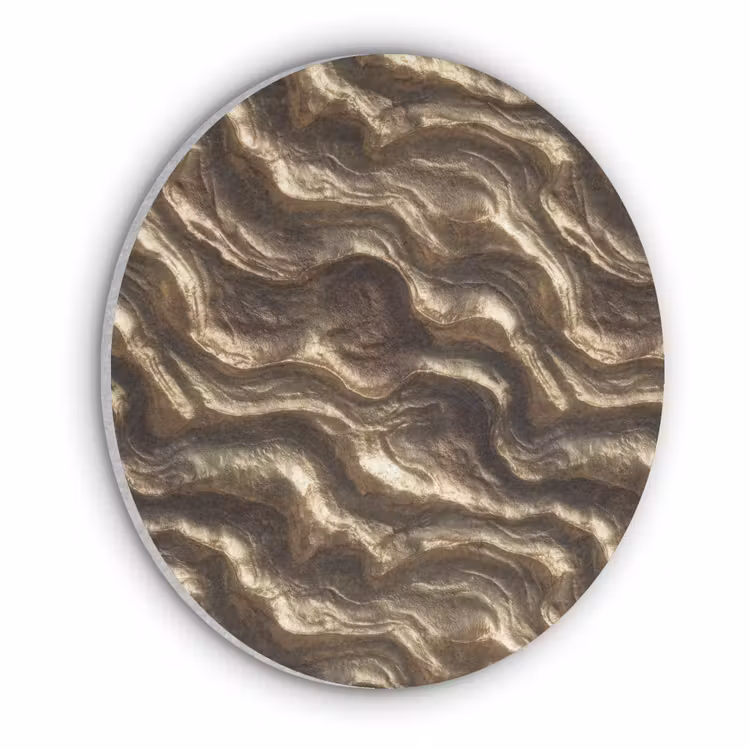 Reliëf - Golven - Abstract - Bronsgoud Akoestische PET Vilt - Rond klein 838 -3d