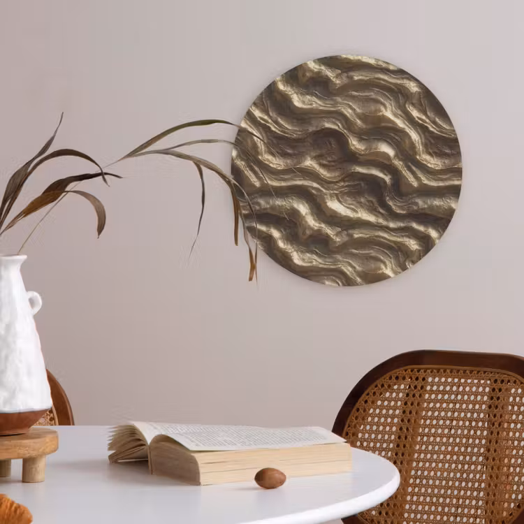 Reliëf - Golven - Abstract - Bronsgoud Akoestische PET Vilt - Rond klein 838 -sfeer3