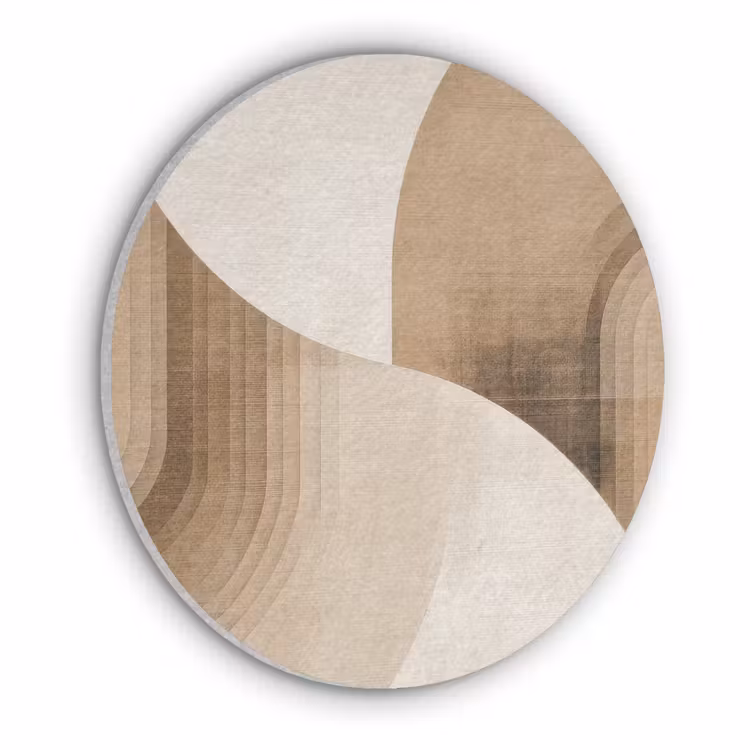 Retro - Geometrische lagen - Aardetinten Akoestische PET Vilt - Rond klein -3d
