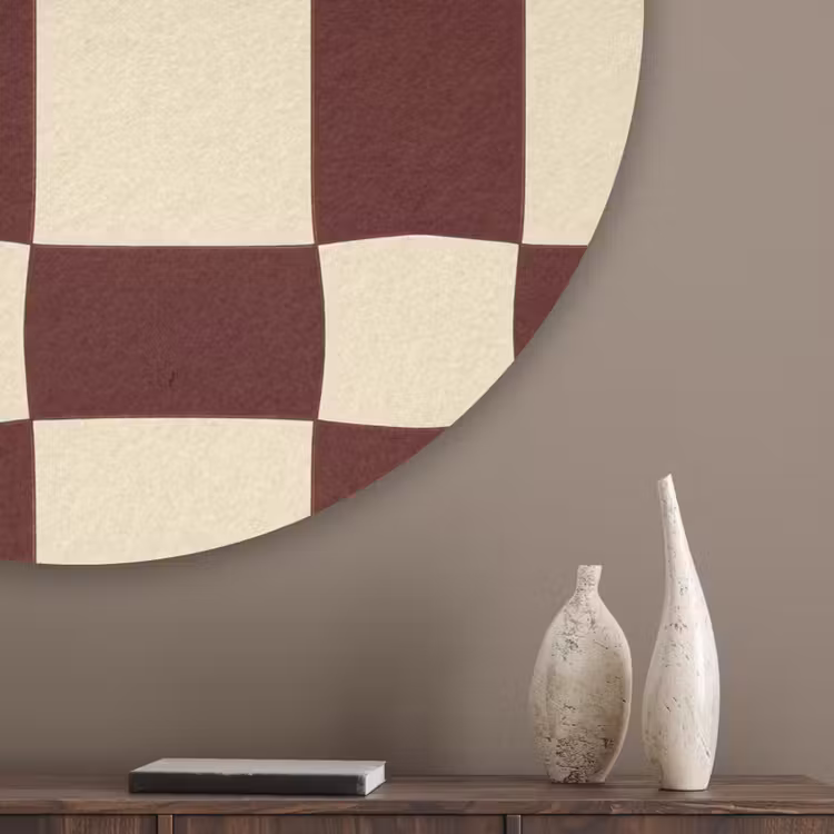 Retro - Patroon - Bruin Akoestische PET Vilt - Rond klein 838 -sfeer5_closeup