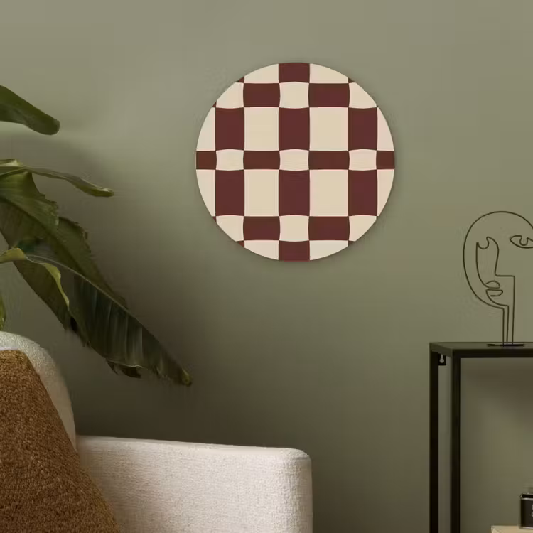 Retro - Patroon - Bruin Akoestische PET Vilt - Rond klein 838 -sfeer2