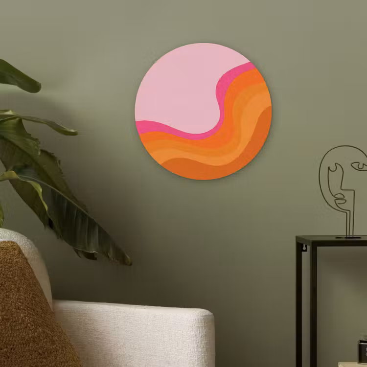 Retro - Waves - Kleurrijk Akoestische PET Vilt - Rond klein -sfeer2