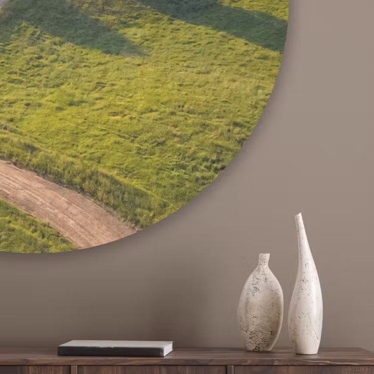 Weg - Weide - Natuur - Groen Akoestische PET Vilt - Rond klein -sfeer5_closeup