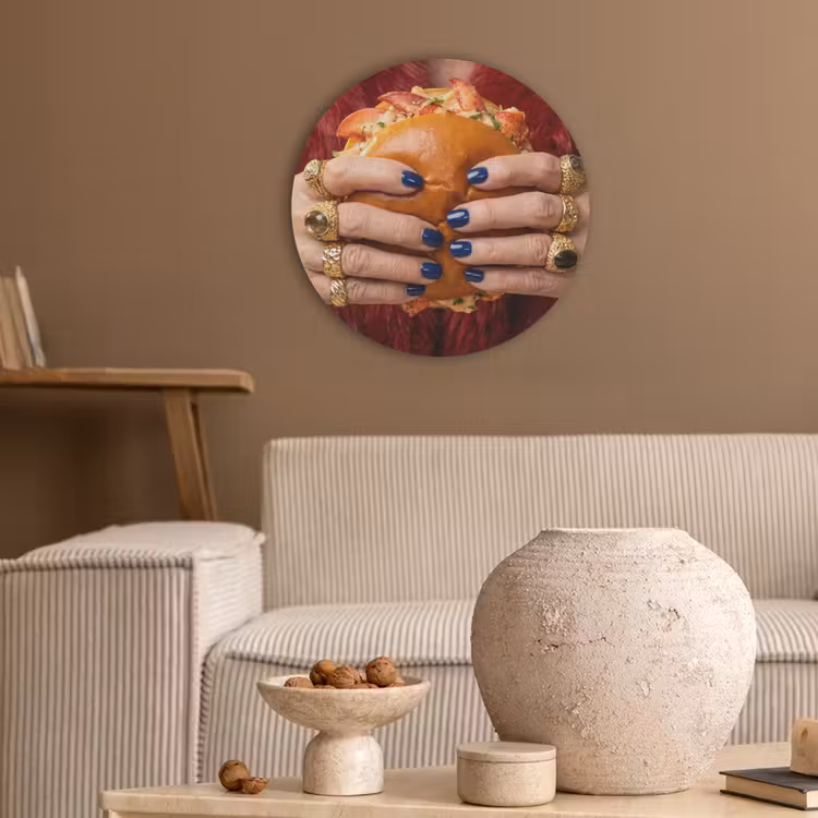 Broodje - Bontjas - Goud Akoestische PET Vilt - Rond klein -sfeer1