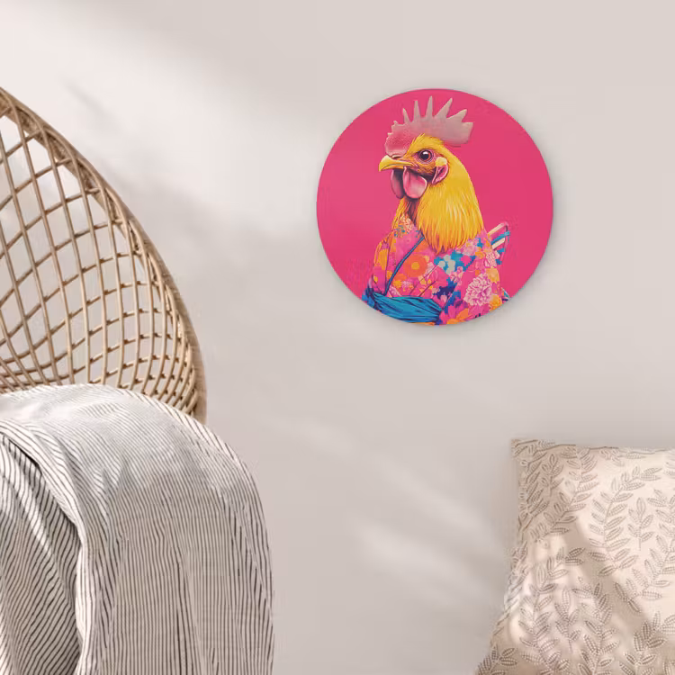 Haan - Kleurrijk - Kimono - Roze Akoestische PET Vilt - Rond klein -sfeer4