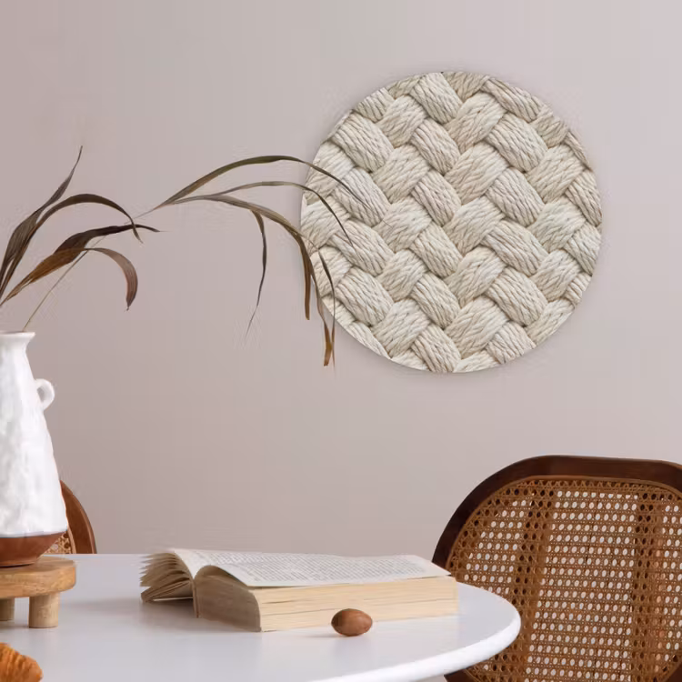 Touw - Gebreid - Beige Akoestische PET Vilt - Rond klein 838 -sfeer3