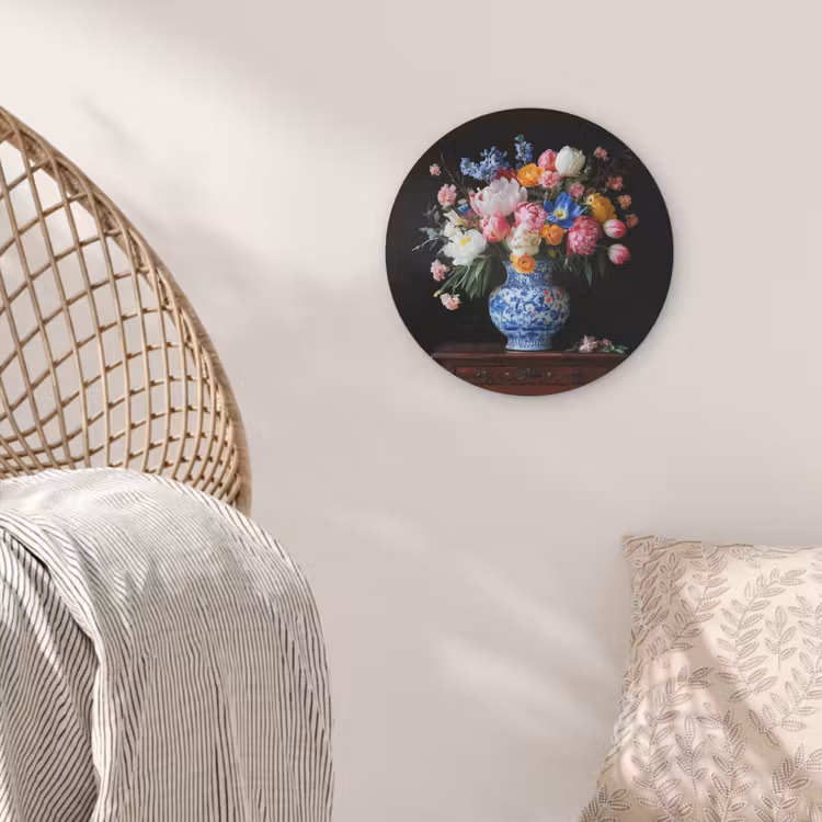 Rozen - Bloemen - Vaas - Boeket Akoestische PET Vilt - Rond klein -sfeer4