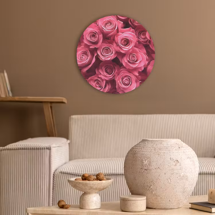 Rozen - Pink - Bloem Akoestische PET Vilt - Rond klein -sfeer1