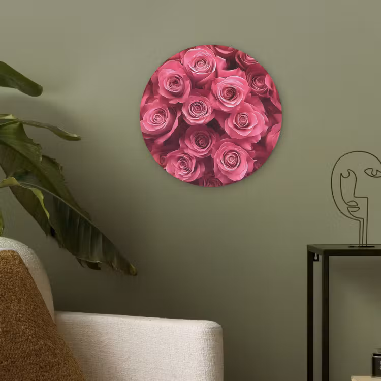 Rozen - Pink - Bloem Akoestische PET Vilt - Rond klein -sfeer2