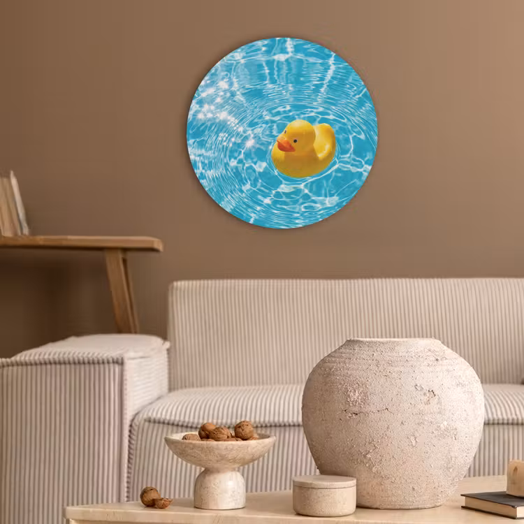 Badeend - Dobberen - Blauw Akoestische PET Vilt - Rond klein -sfeer1