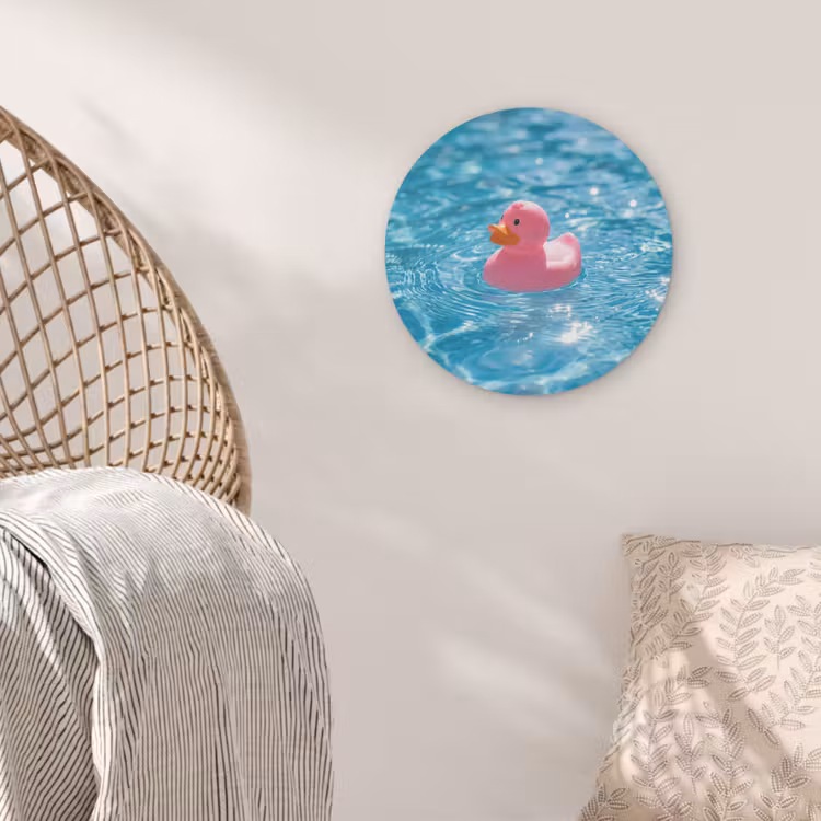 Badeend - Dobberend - Roze Akoestische PET Vilt - Rond klein -sfeer4