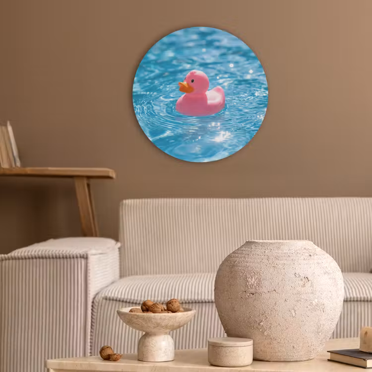 Badeend - Dobberend - Roze Akoestische PET Vilt - Rond klein -sfeer1