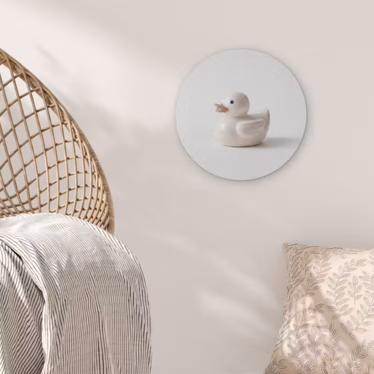 Badeend - Minimalistisch - Wit Akoestische PET Vilt - Rond klein -sfeer4