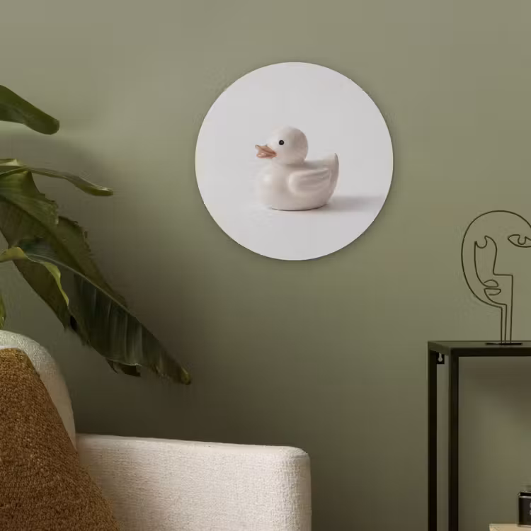 Badeend - Minimalistisch - Wit Akoestische PET Vilt - Rond klein -sfeer2