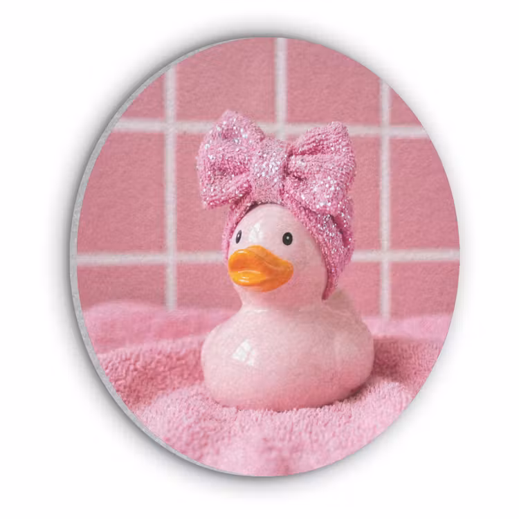 Badeend -Strik - Roze Akoestische PET Vilt - Rond klein -3d