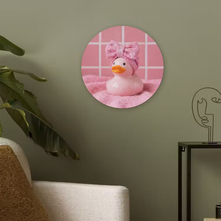 Badeend -Strik - Roze Akoestische PET Vilt - Rond klein -sfeer2