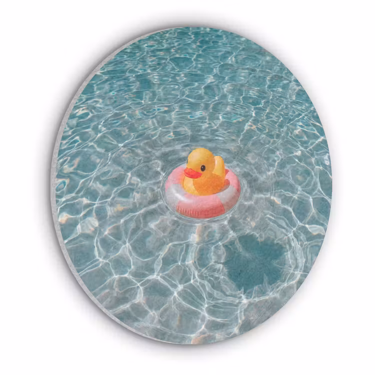 Badeend - Zwemband - Geel Akoestische PET Vilt - Rond klein -3d