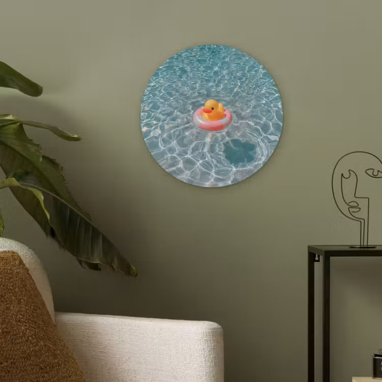 Badeend - Zwemband - Geel Akoestische PET Vilt - Rond klein -sfeer2