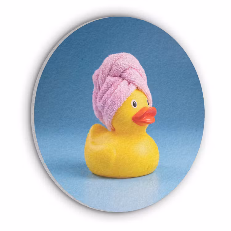 Badeend - Handdoek - Blauw Akoestische PET Vilt - Rond klein -3d