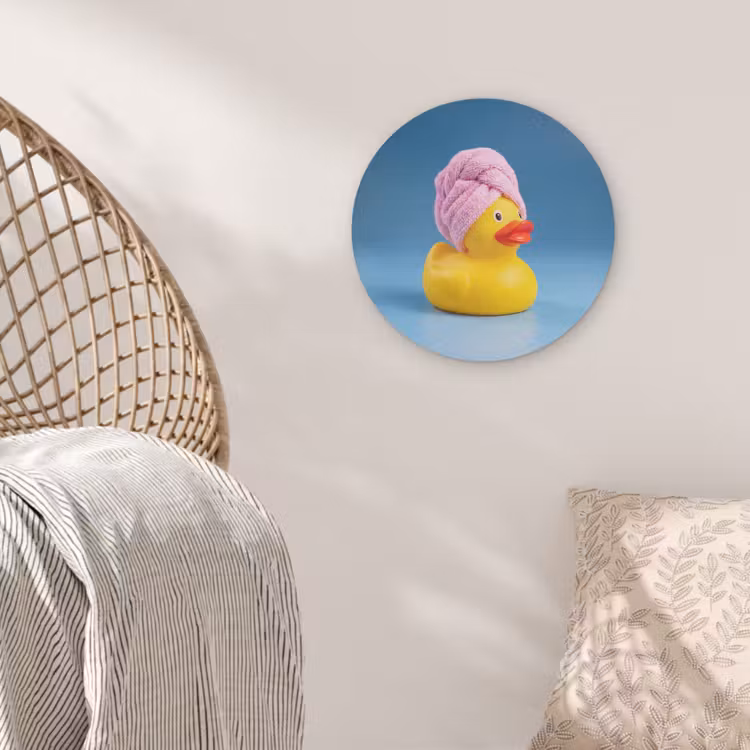 Badeend - Handdoek - Blauw Akoestische PET Vilt - Rond klein -sfeer4