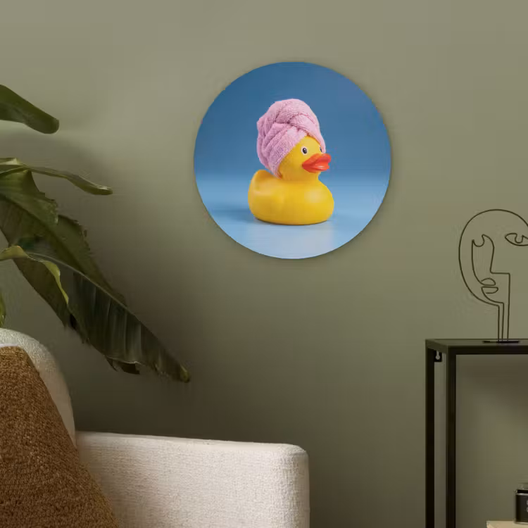 Badeend - Handdoek - Blauw Akoestische PET Vilt - Rond klein -sfeer2
