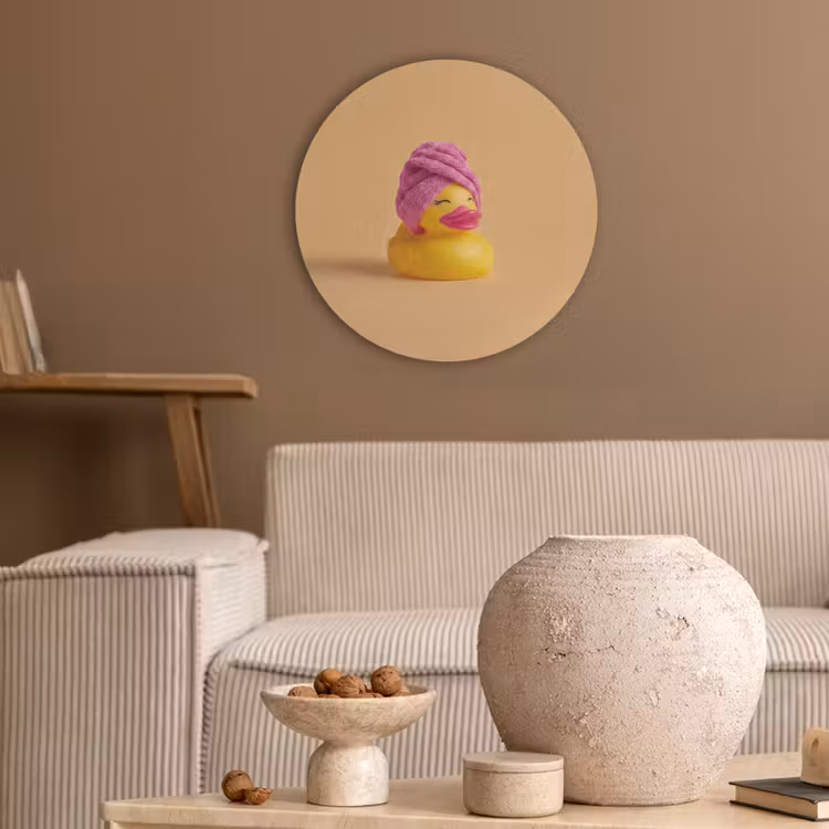 Badeend - Handdoek - Kleurrijk Akoestische PET Vilt - Rond klein -sfeer1