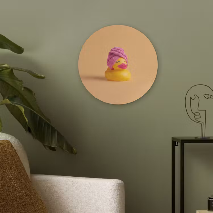 Badeend - Handdoek - Kleurrijk Akoestische PET Vilt - Rond klein -sfeer2