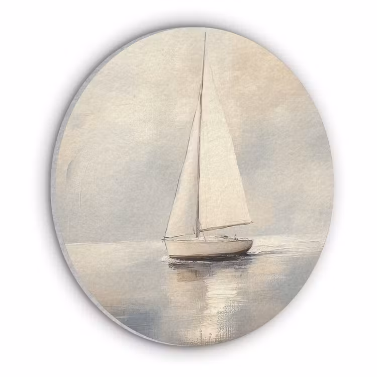 Zeilschip - Zee - Bewolkt Akoestische PET Vilt - Rond klein -3d