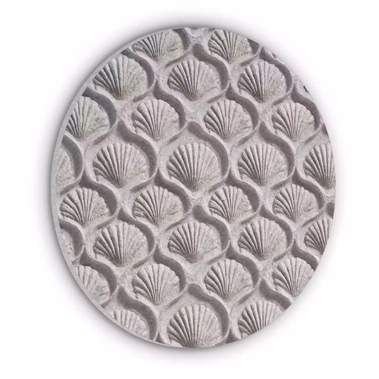 Zand - Schelpenvorm - Grijs Akoestische PET Vilt - Rond klein 838 -3d