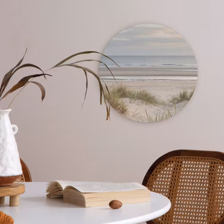 Zandstrand - Bewolkt - Duinen Akoestische PET Vilt - Rond klein -sfeer3