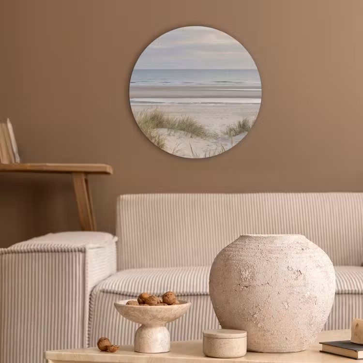 Zandstrand - Bewolkt - Duinen Akoestische PET Vilt - Rond klein -sfeer1
