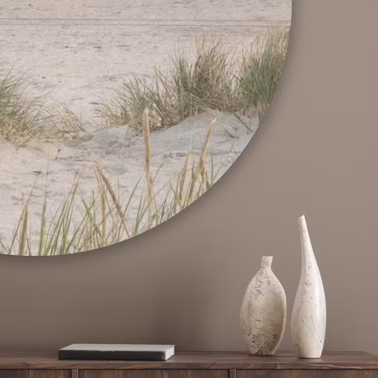 Zandstrand - Bewolkt - Duinen Akoestische PET Vilt - Rond klein -sfeer5_closeup