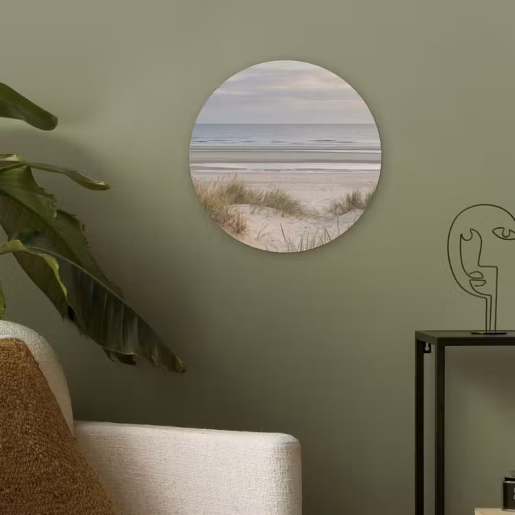 Zandstrand - Bewolkt - Duinen Akoestische PET Vilt - Rond klein -sfeer2