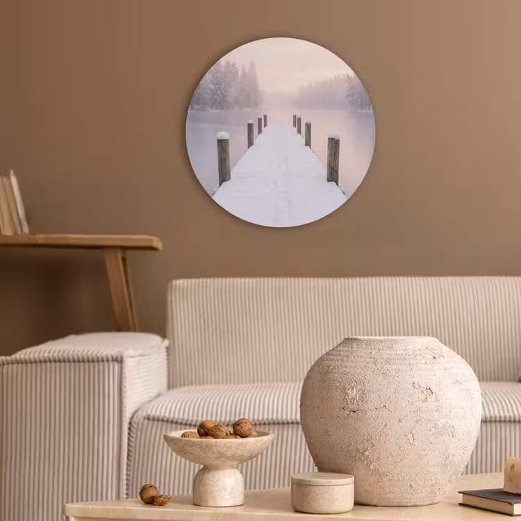 Steiger - Meer - Mist - Winter - Serene Akoestische PET Vilt - Rond klein -sfeer1